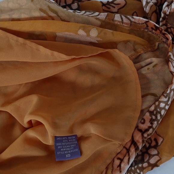 Y2K Hale Bob Womens Top Sz XS Gold Peasant Babydoll Velvet Burnout Puff Sleeves - Picture 9 of 9